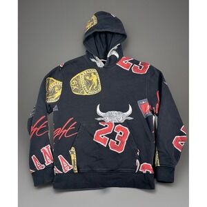 Jordan Hoodie Black Brooklyn Fleece All Over Print Men S Flight Rings Sweatshirt